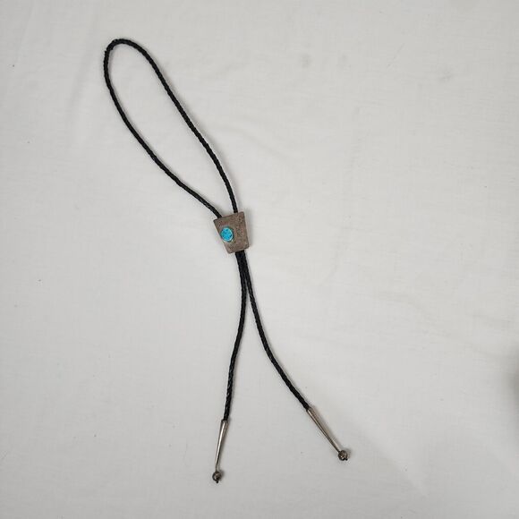 Vintage Sterling Silver Bolo Tie Slide Native American Turquoise Bear Claw LP - Picture 3 of 11